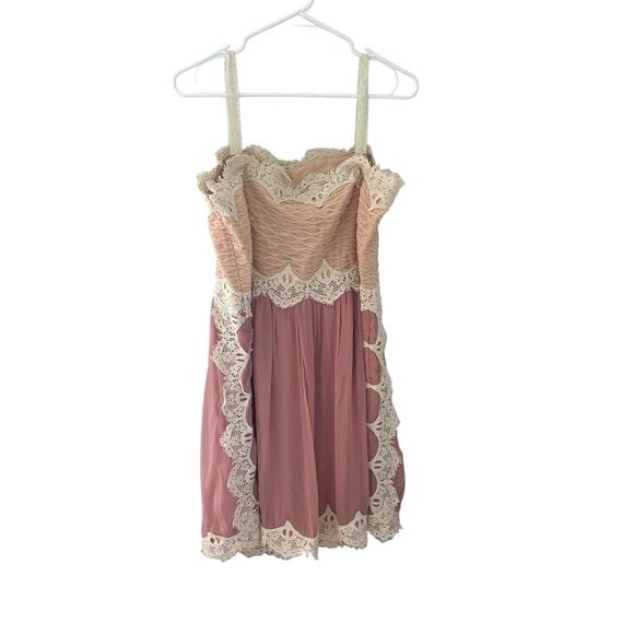 Sundance Adelina Slip Dress Lace Chiffon Romantic Pink Size 12 - Picture 13 of 13
